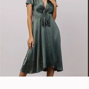 Baltic Born Deep Green Short Sleeve Midi Dress Size M